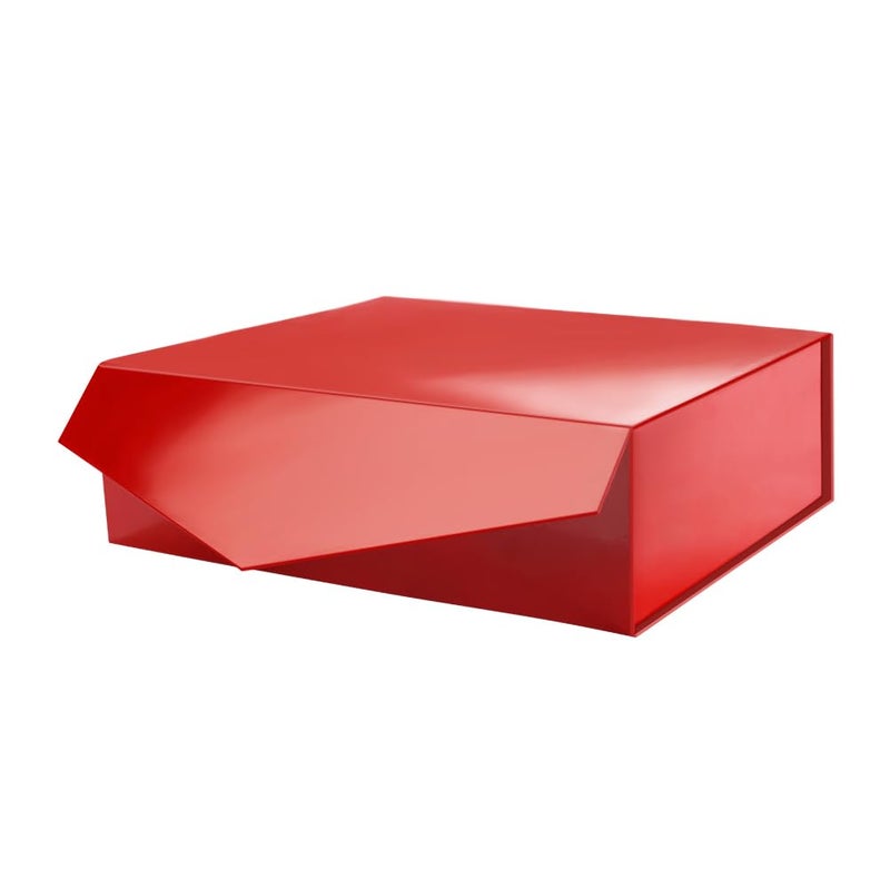 PACKHOME Valentines Day Large Gift Box with Lid 13.5x9x4.1 Inches, Sturdy Collapsible Gift Box with Magnetic Closure for Gift Packaging (Glossy Red) - Image 1